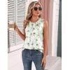 Zeagoo Womens Silk Satin Tank Tops Crew Neck Pleated Camisole Sleeveless Business Work Blouse Dressy Casual Summer Shirt(Apricot Grey Floral)