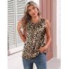 Zeagoo Womens Silk Satin Tank Tops Crew Neck Pleated Camisole Sleeveless Business Work Blouse Dressy Casual Summer Shirt(Leopard Print)