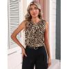 Zeagoo Womens Silk Satin Tank Tops Crew Neck Pleated Camisole Sleeveless Business Work Blouse Dressy Casual Summer Shirt(Leopard Print)