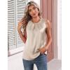 Zeagoo Womens Silk Satin Tank Tops Crew Neck Pleated Camisole Sleeveless Business Work Blouse Dressy Casual Summer Shirt(Light Champagne)
