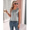 Zeagoo Womens Silk Satin Tank Tops Crew Neck Pleated Camisole Sleeveless Business Work Blouse Dressy Casual Summer Shirt(Light Grey)