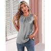 Zeagoo Womens Silk Satin Tank Tops Crew Neck Pleated Camisole Sleeveless Business Work Blouse Dressy Casual Summer Shirt(Light Grey)