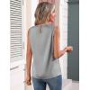 Zeagoo Womens Silk Satin Tank Tops Crew Neck Pleated Camisole Sleeveless Business Work Blouse Dressy Casual Summer Shirt(Light Grey)
