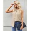 Zeagoo Women’s Sleeveless Button Down Shirts Blouses Casual Loose V Neck Tank Tops for Work S-XXL(Beige2)