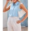 Zeagoo Women’s Sleeveless Button Down Shirts Blouses Casual Loose V Neck Tank Tops for Work S-XXL(Light Blue2)