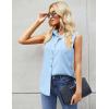 Zeagoo Women’s Sleeveless Button Down Shirts Blouses Casual Loose V Neck Tank Tops for Work S-XXL(Light Blue2)