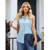 Zeagoo Women’s Sleeveless Button Down Shirts Blouses Casual Loose V Neck Tank Tops for Work S-XXL(Light Blue2)
