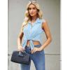 Zeagoo Women’s Sleeveless Button Down Shirts Blouses Casual Loose V Neck Tank Tops for Work S-XXL(Light Blue2)