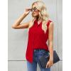 Zeagoo Women’s Sleeveless Button Down Shirts Blouses Casual Loose V Neck Tank Tops for Work S-XXL(Red2)