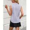 Zeagoo Womens Sleeveless Button Down Shirts V Neck Solid Tank Tops Basic Loose Blouses Casual Office Shirts(Stripe-tw220)