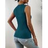 Zeagoo Women’s Sleeveless High Neck Casual Slim Basic Tank Top Fitted Knit Textured Tank Shirts Blue Green