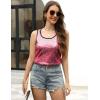Zeagoo Women’s Sleeveless Sparkle Shimmer Camisole Vest Glitter Sequin Tank Tops(Rose Red)