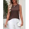 Zeagoo Women’s Sleeveless Tank Tops 2026 Summer Crew Neck Ribbed Knit Sweater Top Business Casual Work Shirts(Coffee)