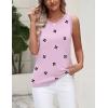 Zeagoo Women’s Sleeveless Tank Tops 2026 Summer Crew Neck Ribbed Knit Sweater Top Business Casual Work Shirts(Flower Pink)