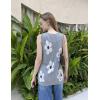 Zeagoo Women’s Sleeveless Tank Tops 2026 Summer Crew Neck Ribbed Knit Sweater Top Business Casual Work Shirts(Flower White)