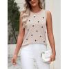 Zeagoo Women’s Sleeveless Tank Tops 2026 Summer Crew Neck Ribbed Knit Sweater Top Business Casual Work Shirts(Polka Dot-khaki)