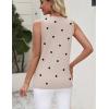 Zeagoo Women’s Sleeveless Tank Tops 2026 Summer Crew Neck Ribbed Knit Sweater Top Business Casual Work Shirts(Polka Dot-khaki)
