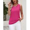 Zeagoo Women’s Sleeveless Tank Tops 2026 Summer Crew Neck Ribbed Knit Sweater Top Business Casual Work Shirts(Rose Red)