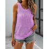 Zeagoo Womens Summer Crochet Sleeveless Sweater Vest Round Neck Hollow Out Knit Tank Tops Casual Loose Cami Tops(Purple)