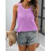 Zeagoo Womens Summer Crochet Sleeveless Sweater Vest Round Neck Hollow Out Knit Tank Tops Casual Loose Cami Tops(Purple)
