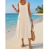 Zeagoo Womens Summer Midi Dresses 2026 Casual Sleeveless Tank Sundresses A Line Crewneck Beach Vacation Dress with Pockets(Beige-wa)