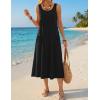 Zeagoo Womens Summer Midi Dresses 2026 Casual Sleeveless Tank Sundresses A Line Crewneck Beach Vacation Dress with Pockets(Black)