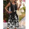 Zeagoo Womens Summer Midi Dresses 2026 Casual Sleeveless Tank Sundresses A Line Crewneck Beach Vacation Dress with Pockets(Black White Floral-sf100)