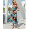 Zeagoo Womens Summer Midi Dresses 2026 Casual Sleeveless Tank Sundresses A Line Crewneck Beach Vacation Dress with Pockets(Blue Floral Leaf-pa116)