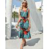 Zeagoo Womens Summer Midi Dresses 2026 Casual Sleeveless Tank Sundresses A Line Crewneck Beach Vacation Dress with Pockets(Blue Floral Leaf-pa116)