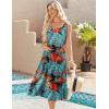 Zeagoo Womens Summer Midi Dresses 2026 Casual Sleeveless Tank Sundresses A Line Crewneck Beach Vacation Dress with Pockets(Blue Floral Leaf-pa116)
