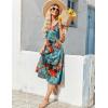 Zeagoo Womens Summer Midi Dresses 2026 Casual Sleeveless Tank Sundresses A Line Crewneck Beach Vacation Dress with Pockets(Blue Floral Leaf-pa116)