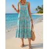 Zeagoo Womens Summer Midi Dresses 2026 Casual Sleeveless Tank Sundresses A Line Crewneck Beach Vacation Dress with Pockets(Blue Pattern-pa169)