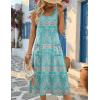 Zeagoo Womens Summer Midi Dresses 2026 Casual Sleeveless Tank Sundresses A Line Crewneck Beach Vacation Dress with Pockets(Blue Pattern-pa169)