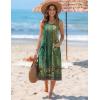 Zeagoo Womens Summer Midi Dresses 2026 Casual Sleeveless Tank Sundresses A Line Crewneck Beach Vacation Dress with Pockets(Green Floral-pa171)