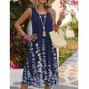 Zeagoo Womens Summer Midi Dresses 2026 Casual Sleeveless Tank Sundresses A Line Crewneck Beach Vacation Dress with Pockets(Navy Blue Floral-sf119)