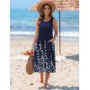 Zeagoo Womens Summer Midi Dresses 2026 Casual Sleeveless Tank Sundresses A Line Crewneck Beach Vacation Dress with Pockets(Navy Blue Floral-sf119)