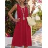 Zeagoo Womens Summer Midi Dresses 2026 Casual Sleeveless Tank Sundresses A Line Crewneck Beach Vacation Dress with Pockets(Red-tr)