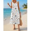 Zeagoo Womens Summer Midi Dresses 2026 Casual Sleeveless Tank Sundresses A Line Crewneck Beach Vacation Dress with Pockets(White Floral-dh6)