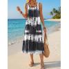 Zeagoo Womens Summer Midi Dresses 2026 Casual Sleeveless Tank Sundresses A Line Crewneck Beach Vacation Dress with Pockets(White-black Pattern-zr231)