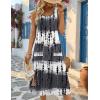 Zeagoo Womens Summer Midi Dresses 2026 Casual Sleeveless Tank Sundresses A Line Crewneck Beach Vacation Dress with Pockets(White-black Pattern-zr231)