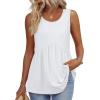 Zeagoo Womens Summer Tank Tops Sleeveless Babydoll Tops Loose Fit Tunic Blouses Crew Neck Flowy Shirts S-3XL A White