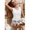 Zeagoo Womens Summer Tops 2026 Ruched Tank Tops V Neck Drawstring Side Slim Fitted Sleeveless Blouse White