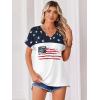 Zeagoo Womens Summer Tops Rolled Short Sleeve V Neck Shirts Casual Dressy Business Work Blouses Outfits(Flag-gq39)