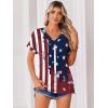 Zeagoo Womens Summer Tops Rolled Short Sleeve V Neck Shirts Casual Dressy Business Work Blouses Outfits(Flag-gq41)