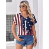 Zeagoo Womens Summer Tops Rolled Short Sleeve V Neck Shirts Casual Dressy Business Work Blouses Outfits(Flag-gq41)