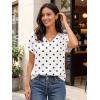Zeagoo Womens Summer Tops Rolled Short Sleeve V Neck Shirts Casual Dressy Business Work Blouses Outfits(Polka Dot-jh592)
