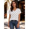 Zeagoo Womens Summer Tops Rolled Short Sleeve V Neck Shirts Casual Dressy Business Work Blouses Outfits(Polka Dot-jh592)