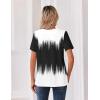 Zeagoo Womens Summer Tops V Neck Short Sleeve Shirts Dressy Casual Blouse Spring Vacation Tshirts Clothes(Black White Gradient)
