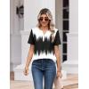 Zeagoo Womens Summer Tops V Neck Short Sleeve Shirts Dressy Casual Blouse Spring Vacation Tshirts Clothes(Black White Gradient)