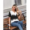 Zeagoo Womens Summer Tops V Neck Short Sleeve Shirts Dressy Casual Blouse Spring Vacation Tshirts Clothes(Black White Gradient)